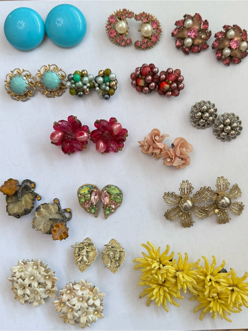 Lot of 15 Pair of Vintage Clip Earrings